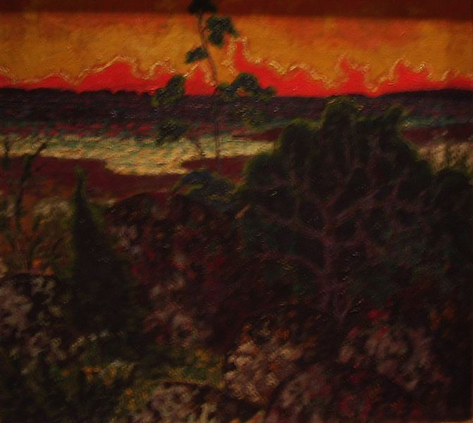 Landscape with red cloud